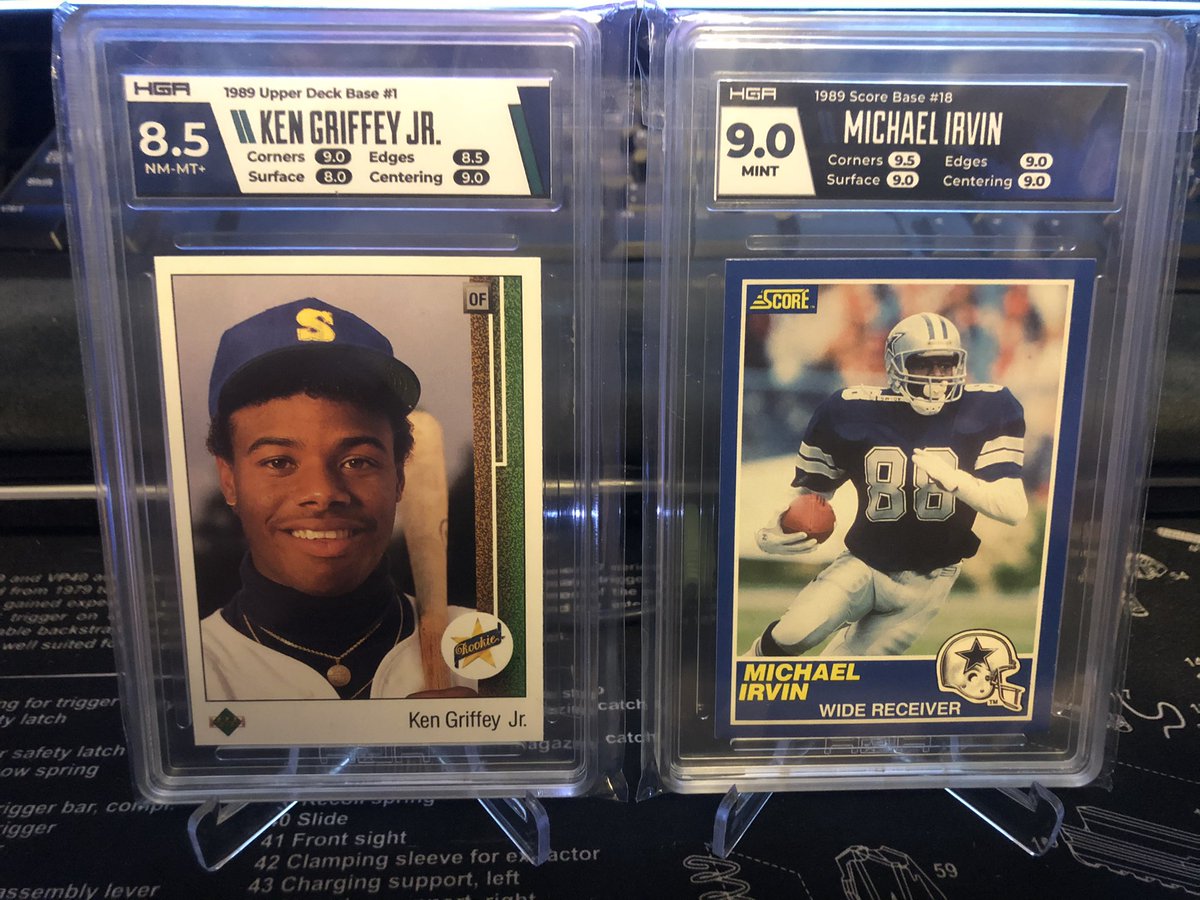 Here we…GO!!

First up, 1989 @UpperDeckSports Ken Griffey, Jr RC NM-MT 8.5
1989 Score @michaelirvin88 RC MINT 9.0!! 

Love it!!! Starting off very well!!! #GradeReveal #collect