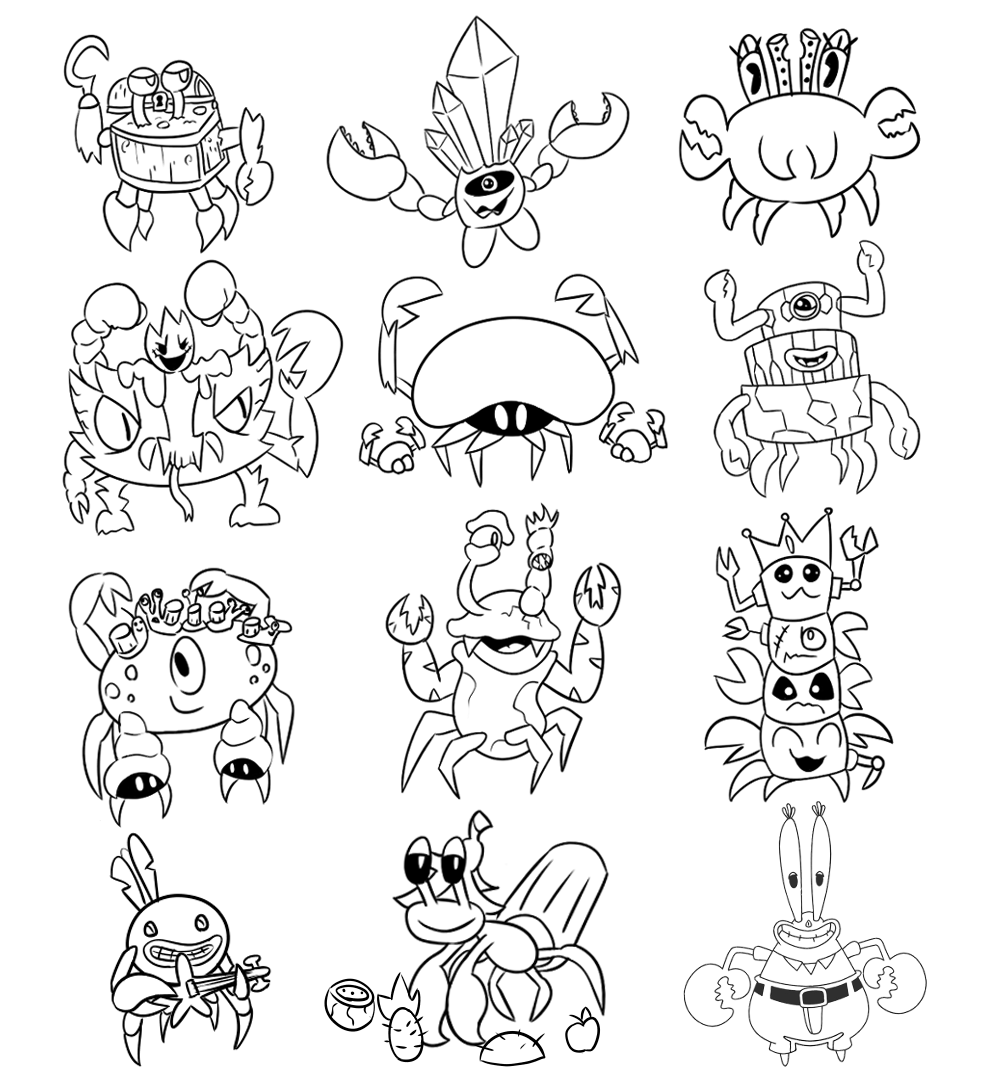 bombot97's tweet photo. I decided to draw 11 crab monsters from the fanmade community along with Ziggurab, so here they are! https://t.co/6TyFR06OHT