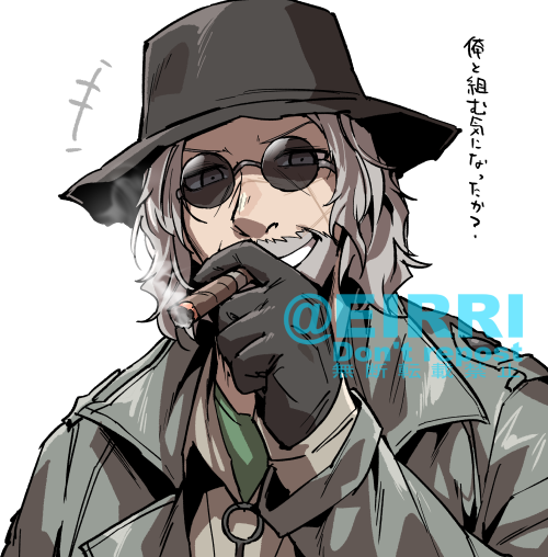 1boy male focus gloves smoking hat solo sunglasses  illustration images