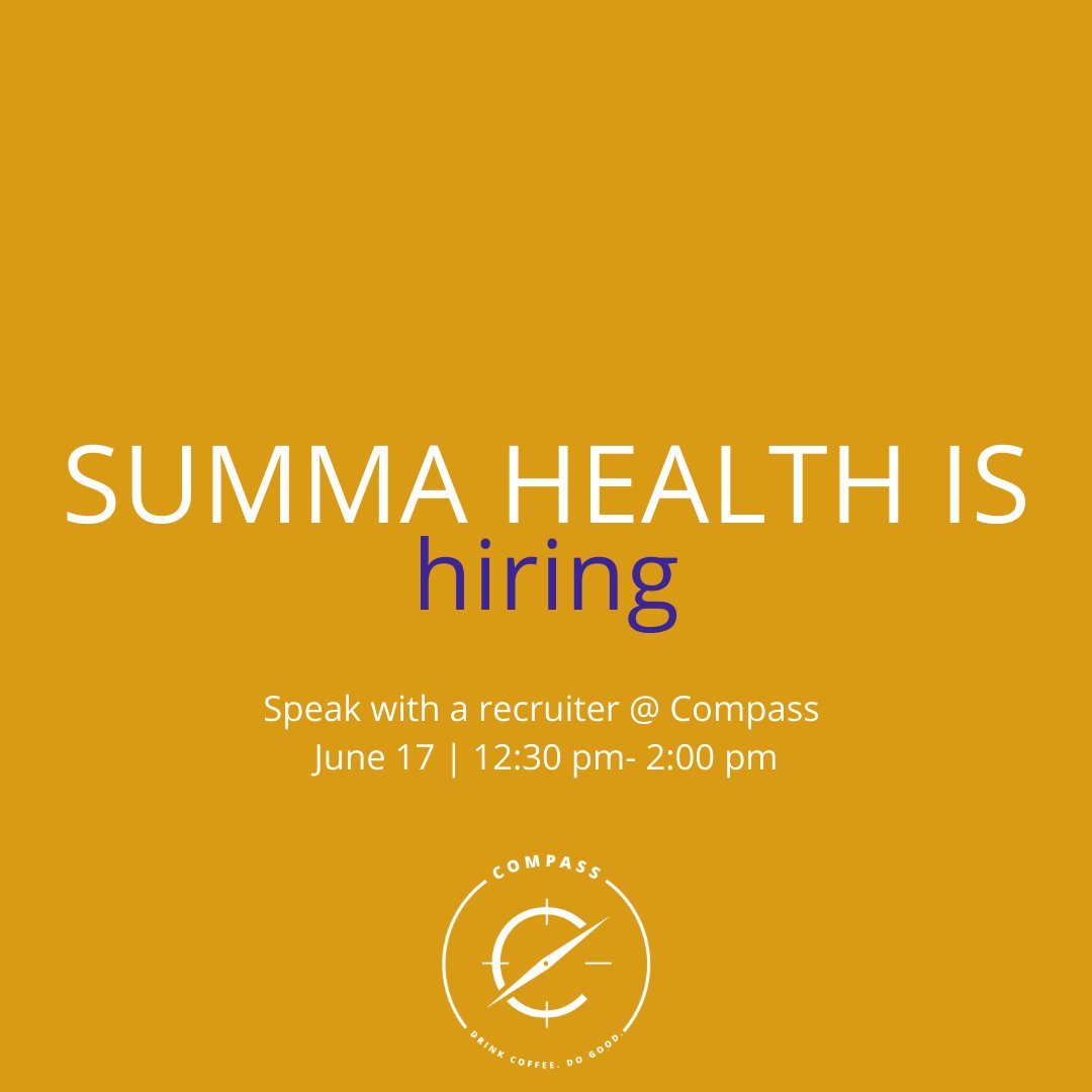 Looking for a job in the Middlebury neighborhood? Speak with a  recruiter from Summa Health this Thursday to learn about opportunities available!

 #TheWellAkron #Middlebury #CreatingEconomy #SupportingPlace