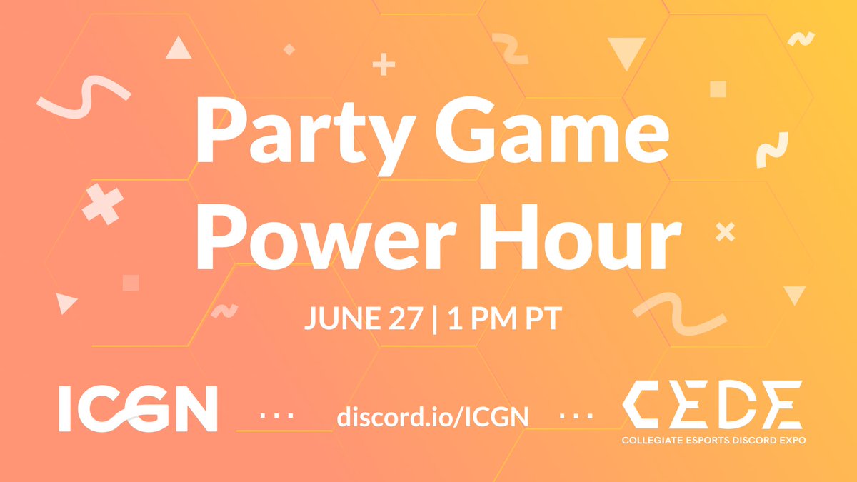 UniGameNetwork's tweet image. 🕹️ Put your game faces on! 🕹️

Throw down against other students in the Intercollegiate Game Network Discord’s Party Game Power Hour. Who will be the best gamer? Find out if you’re the one by joining us on June 27 at 1PM PT!

🔗discord.io/icgn