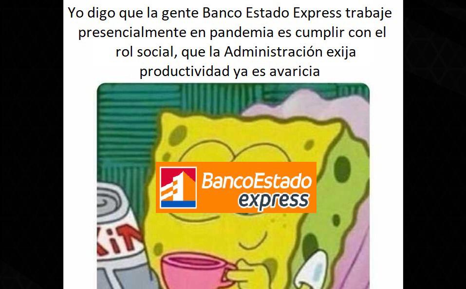SinServiEstado's tweet photo. En medió d la emergencia sanitaria, la prioridad son las metas X sobre la protección d los trabajadores y usuarios, sin cumplir con las medidas sanitaria estipuladas por el @ministeriosalud
@BancoEstado @chilevision @TVN @tv_monica @senadornavarro #Dignidad para los trabajadores https://t.co/4CbYMyaTQU