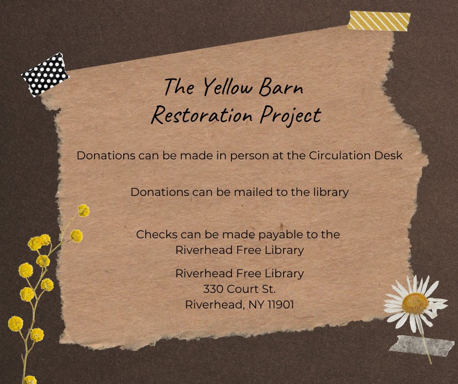 RivFreeLibrary's tweet photo. The Perkin's Carriage House is a historic part of the Riverhead community. Help preserve the building today. #rfl #YellowBarnRestorationProject https://t.co/PeqmDgYmAv