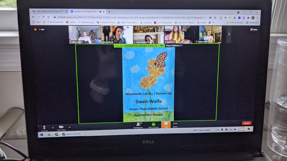 Virtual Awards Ceremony for our 1st &amp; 2nd place Monmouth County winners in the annual Species on the Edge Contest. Way to go, Vivienne and Gwen!!!  <a href="/OPSchoolsNJ/">Oceanport Schools</a> <a href="/wildlifenj/">Conserve Wildlife NJ</a>