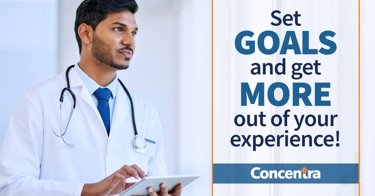 ConcentraClinEd's tweet photo. Are you starting a rotation at Concentra soon? Set some goals ahead of time so you can get more out of the experience! Whatever you’re hoping will come of your time with your CI, you’ll be able to accomplish more when you go into it with a plan! https://t.co/68w0WvhQCj