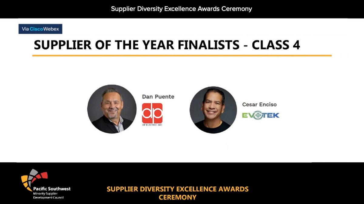 EVOTEKhq's tweet photo. We want to congratulate our CEO &amp; Founder, Cesar Enciso, on being recognized as a Supplier of the Year finalist for the 2021 Supplier Diversity Excellence Awards! We pride ourselves on being a #NMSDC certified organization and want to toast all other finalists and winners! https://t.co/lnsW3JkkhD