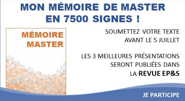 EditionsEps's tweet photo. Concours #EditionsEPS #RevueEPS
MON MÉMOIRE DE MASTER EN 7500 SIGNES !
En savoir plus et participez : https://t.co/tOd8FrboAQ
#Concours #EPS #Master #Mémoire https://t.co/1r0K4ChypZ