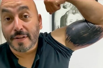 Lupillo Rivera se tapa el tatuaje de Belinda en su brazo  N