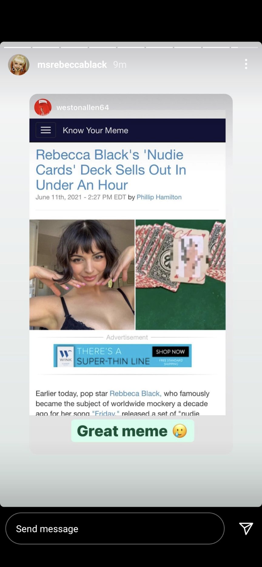 Rebecca Black Nudie Cards