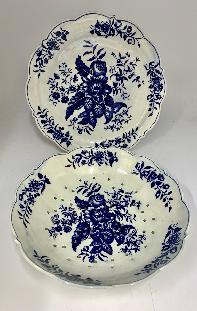 George III First Period Worcester Pine Cone Pattern Porcelain Strainer Dish &amp; Stand  circa 1770  follow the link to purchase theantiqueseller.co.uk/display_items.…