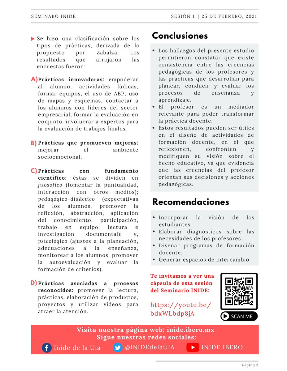 INIDEdelaUIA's tweet photo. #NotaINIDE |En el primer #SeminarioINIDE de 2021, Rosario León, David Ornelas y Edith García presentaron las "#BuenasPrácticas de docentes universitarios y su relación con las creencias que las sustentan: casos de 10 profesores universitarios de @IberoTijuana".
📝#CompromisoINIDE https://t.co/SP37HzHOH4