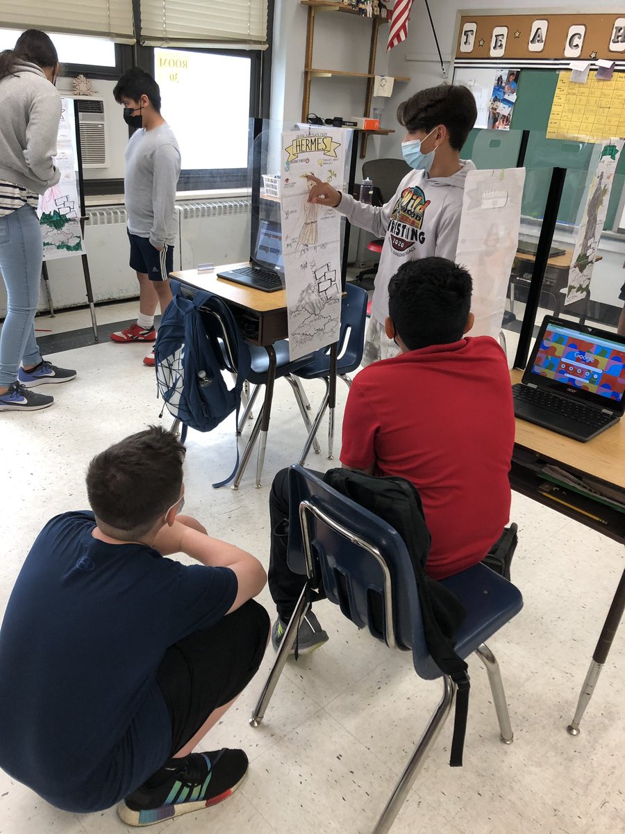 KailaLevitt's tweet photo. Today in 6th grade, students presented their Greek Mythology posters. Students participated in a jigsaw/gallery walk combination activity. They had a ton of fun and their Greek gods/goddesses posters came out incredible! Check these historians out! @O_School8 https://t.co/sAtMGYDdwj