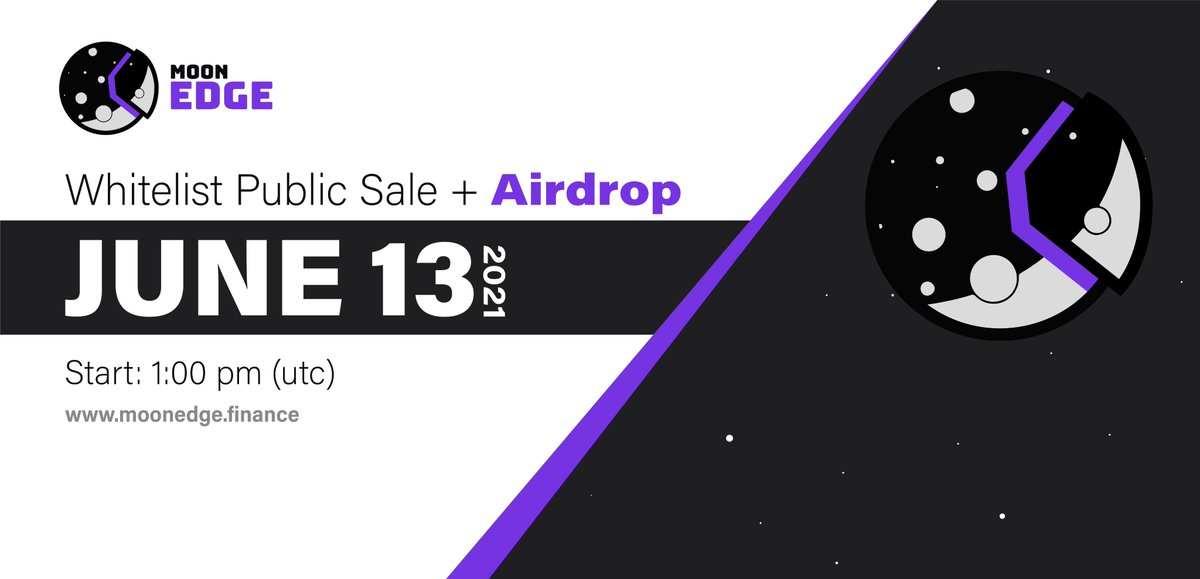 📢Our Public Sale Whitelist will open on June 13, 1:00PM (UTC). Watch the countdown timer on moonedge.finance Participants that complete the whitelist process will automatically receive 1 #airdrop ticket. 🪂 ✅RT this tweet + tag 3 friends to receive an extra ticket.