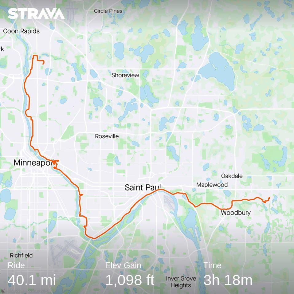 bradleybiehl's tweet photo. It’s been a great week exploring the MSP 🚲 /🚶🏽infrastructure. This place does it better than just about anywhere in the U.S.

Finished the friday off with a 40 mile morning, from the east side of St. Paul, to north Minneapolis, following the Mississippi. #BikeMSP #BikeMN https://t.co/8fJ4qpuSvW