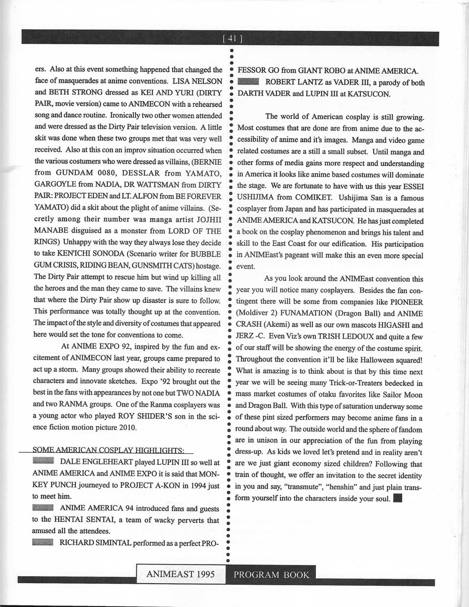 The_Angry_Otaku's tweet photo. #AnimEast95 takes a look at #anime #cosplay in America. Tracing roots to #Worldcon and those of #Gamilon Embassy, to #ProjectAkon in 1990. Has a mention of the #Hentai Sentai (and you thought Suicide Girls invented H cosplay) #animeast #anime #animeconvention #otaku #コスプレ https://t.co/E9FFGlfr2h