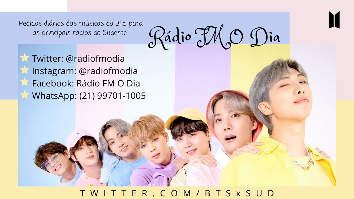 BTSxSUD's tweet photo. 📻#BTS na Rádio FM o Dia!

Mais uma xuxus!!

170 comentários
15 RTs

Olá @radiofmodia! Amaria ouvir BUTTER, a nova música do @BTS_twt tocando na sua programação! Toca pra gente por favor? Obrigada! 

~Little Flower https://t.co/GhOjv15izx