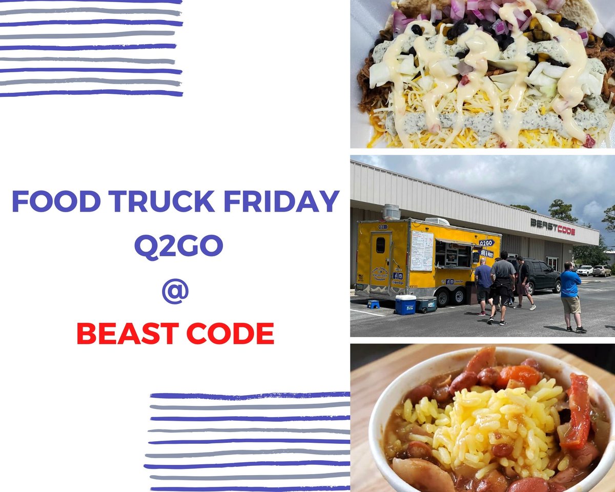 BeastCodeLLC's tweet image. Food Truck Fridays are the best – thanks to Q 2 Go for fantastic food! 🌮🚚

#foodtruck #bbq #BeastCodeLife #perks #nomnom