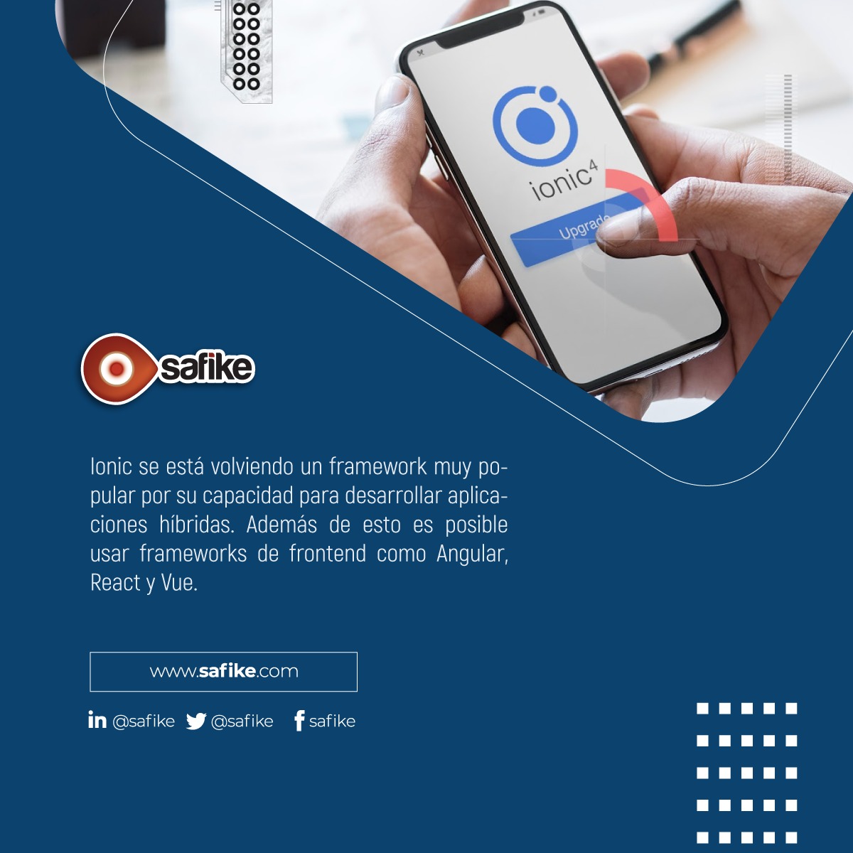 safike's tweet photo. Ionic se está volviendo un framework muy popular por su capacidad para desarrollar aplicaciones híbridas. Además de esto es posible usar frameworks de frontend como Angular, React y Vue.

✒Autor: Christian Chunga - Desarrollador

#SoftwareFactory   #SoftwareDeveloper #TECH https://t.co/AmcWGoTkPA