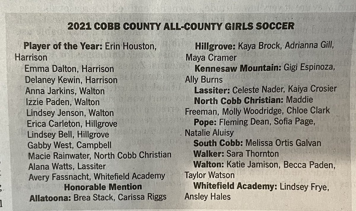 soccer_walton's tweet photo. Congrats to our VW Captains Anna Jarkins, Lindsay Jenson &amp; Izzie Paden for being named to the 2021 All Cobb County Soccer Team!! Honorable mentions Katie Jamison, Becca Paden &amp; Taylor Watson. @WaltonAthletics had more players recognized than any other @cobb_sports schools!
💪❤️😎 https://t.co/WVnN21t4iP