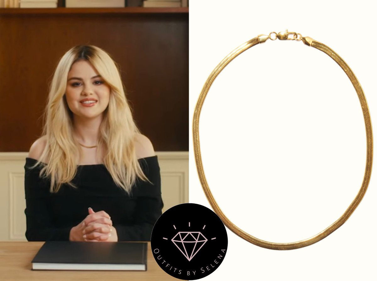 outfitsbyselena's tweet photo. May 25 &amp; June 8, 2021 - .@SelenaGomez via her Weibo &amp; for @voguemagazine’s Breaks Down 15 Looks 

#SelenaGomez wearing a #FallonJewelry Hailey Herringbone Chain Short Necklace ($140).✨🔥✨ https://t.co/WWKNRV7Dcr