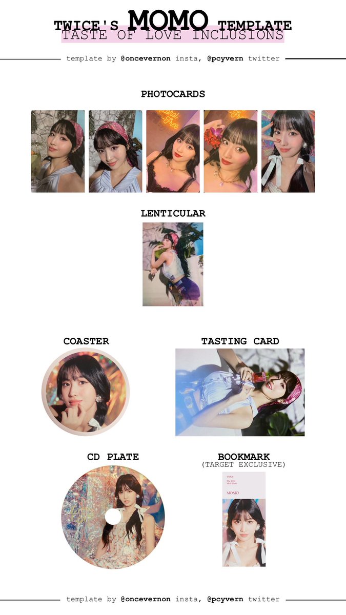 Bella Twice Nayeon Jeongyeon And Momo Taste Of Love Individual Member Templates With Photocards And All Other Inclusions