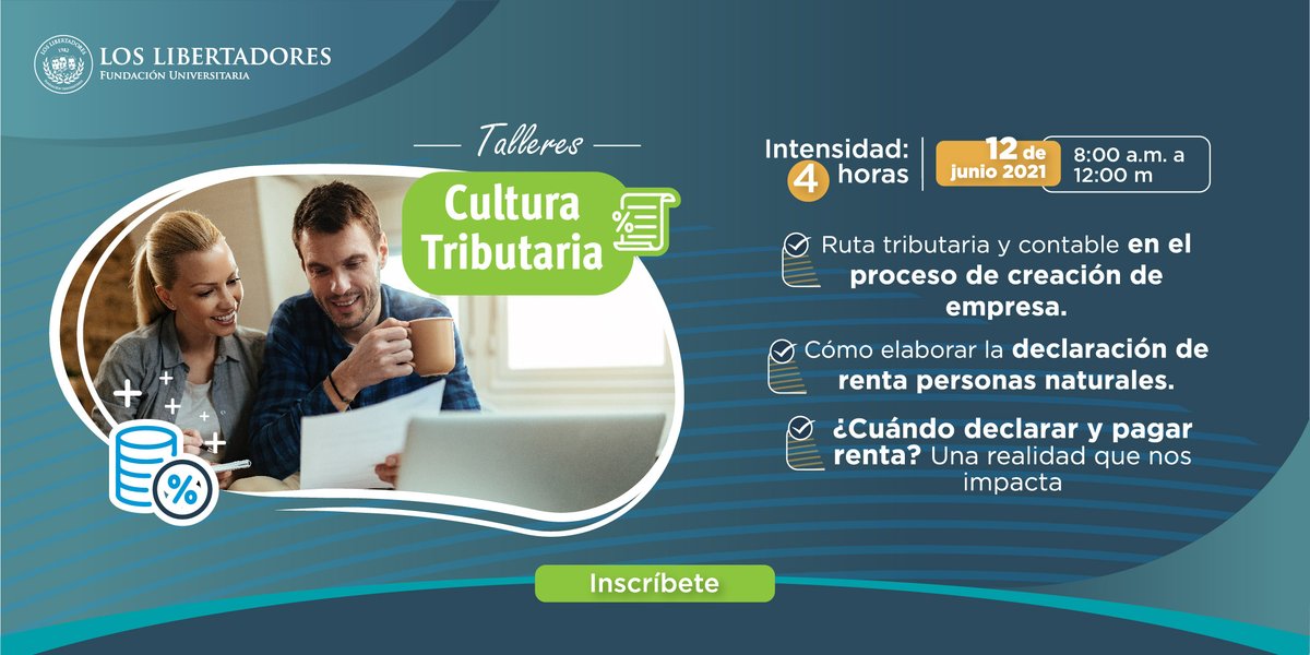 UniLibertadores's tweet photo. 📈 Talleres: Cultura Tributaria 📈
Inscríbete aquí: https://t.co/jU7wdJT3K0
#FULLCICE #FULLInvestigaciones https://t.co/LW4x0tjBjq