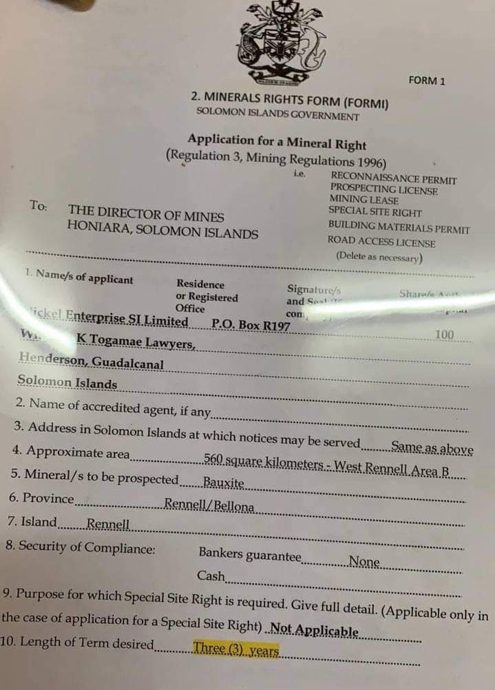 WilsKait's tweet photo. The Ministry of mines Board recently approved Nickel Enterprise SI Limited for Prospecting License (PL) in West Rennell, Solomon Islands. Landowners need togetherness to object this proposed PL. https://t.co/WAazSm6Vfs