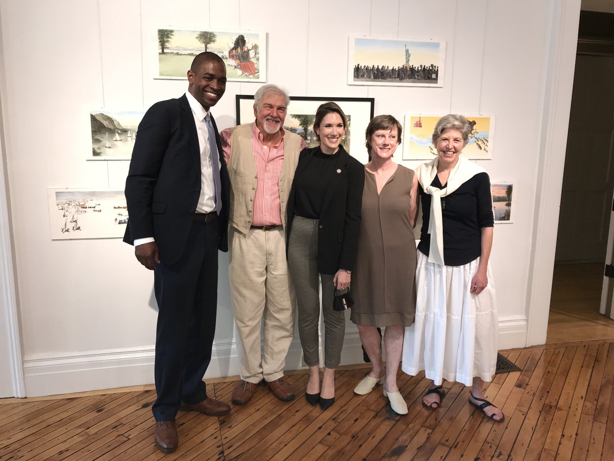 #HudsonTalbott Exhibition opening @HudsonHallny: Carrie &amp; Ben prepping, Hudson Talbott chatting with #RepresentativeDelgado, #TammyDillon and more guests. 6/12-8/15
