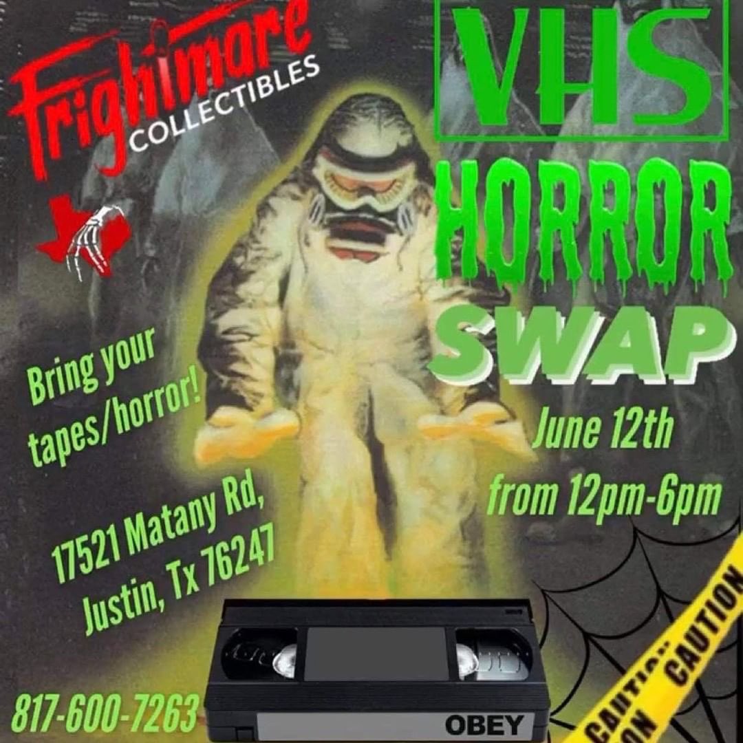 FrightmareC's tweet image. TOMORROW! Come on out for our very first VHS &amp;amp; Horror Collectibles Swap! Bring your tapes, toys, vinyl and anything horror and buy/sell or swap with approximately 10 vendors and other collectors like yourself! Noon until 6 pm at Frightmare Collectibles. See you there tapeheads!