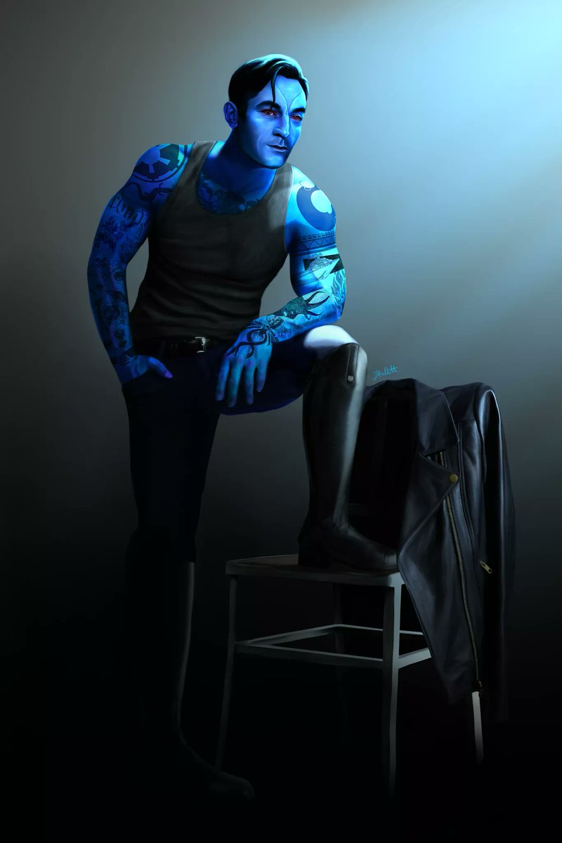 Check out this Biker!AU version of Thrawn From Star Wars that I was commissioned to paint last month! So many details &amp; they gave me a lot of artistic freedom in how to portray him
#starwars #starwarsfanart #starwarsart #starwarsau #thrawn #generalthrawn #thrawnfanart #thrawnart
