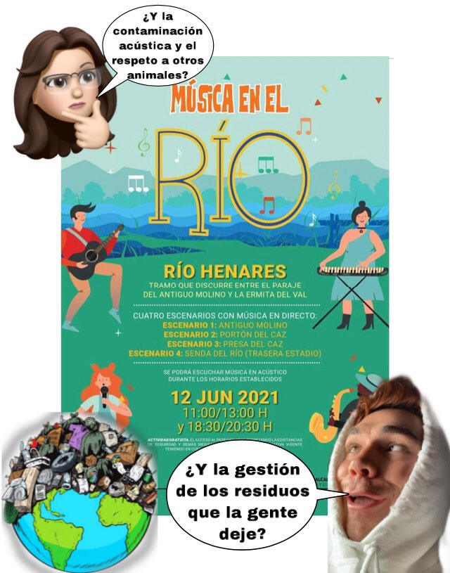 henaresxelclima's tweet photo. @enriquenoju (concejal de ¿M.Ambiente? del gobierno de @javiRpalacios),
¿restaura el qué? ¿El silencio🤫 del entorno natural del río Henares? ¿El paisaje 🌱🌳que se aplaste con las plataformas y los equipos acústicos? 👎🏽👎🏽
¿Re-crea basura🥫🧃🥤?
(1/3)
#plasticattack https://t.co/U2BDnGCBKw