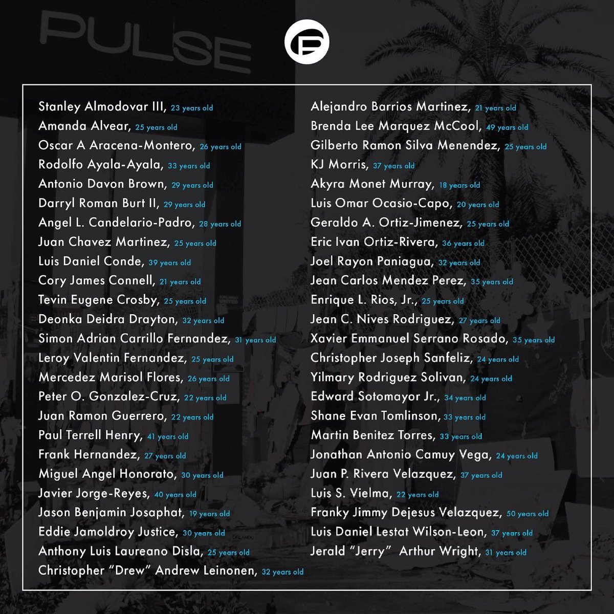 glaad's tweet photo. Five years since Pulse. 💔 #SayTheirNames https://t.co/TTa27cVS3J