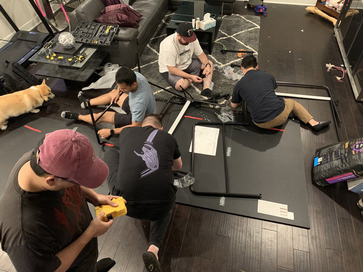 TheCyberteddy's tweet photo. I’ve had the great enjoyment of witnessing 5 nerds struggle to build a ping pong table so they can play Warhammer. https://t.co/2mnuj8nSO8