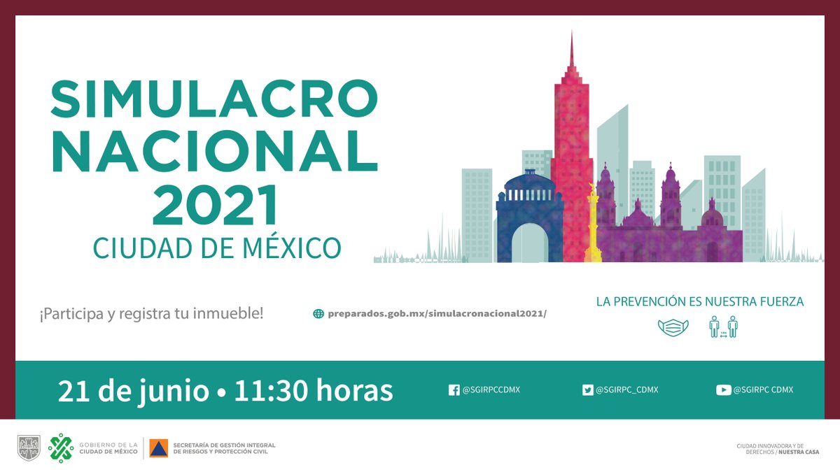 GobCDMX's tweet image. 🗓️ Hoy tendremos el Primer Simulacro Nacional.

🔊 Sonara la alerta sísmica y al final el mensaje 🗣️ "𝐞𝐬𝐭𝐨 𝐞𝐬 𝐮𝐧 𝐬𝐢𝐦𝐮𝐥𝐚𝐜𝐫𝐨".

👁‍🗨 Sigue las medidas de higiene 😷 y la orientación de las brigadas de Protección Civil.

#LaPrevenciónEsNuestraFuerza