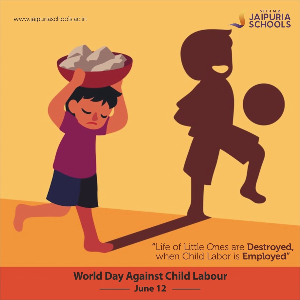 'Life of Little ones are Destroyed,when Child Labour is Employed.' #WorldDayAgainstChildLabour #smrjs #jaipuriaschools #onlinelearning #covid_19 #admissionsopen2021 #admissionsopen #onlineschool #NoLockDownOnLearning