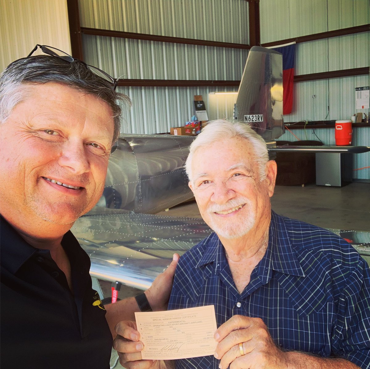 RV12Proj's tweet photo. Now my RV-12 is an airplane! Airworthiness certificate is granted! #VansAircraft #VansRV12 #N623RV https://t.co/MPaLhm0xKe