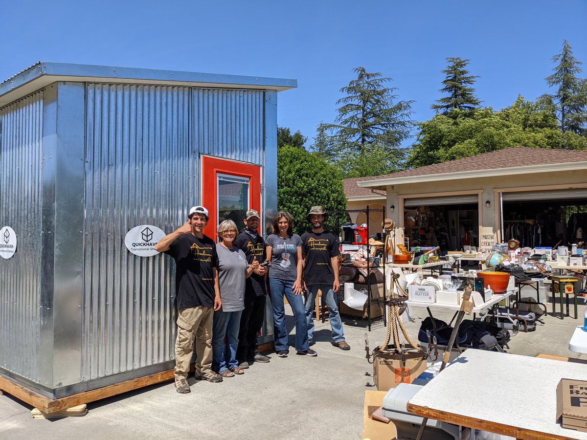 DanPBodner's tweet photo. QuickHaven's original prototype up for auction at Sonoma Homeless Action's giant yard sale. They are raising funds to build a supportive homeless village.  Location: St Germain Lane, Sonoma CA.,  Sat &amp; Sun 9-5 6/12-6/13. https://t.co/zugsBsbQPt