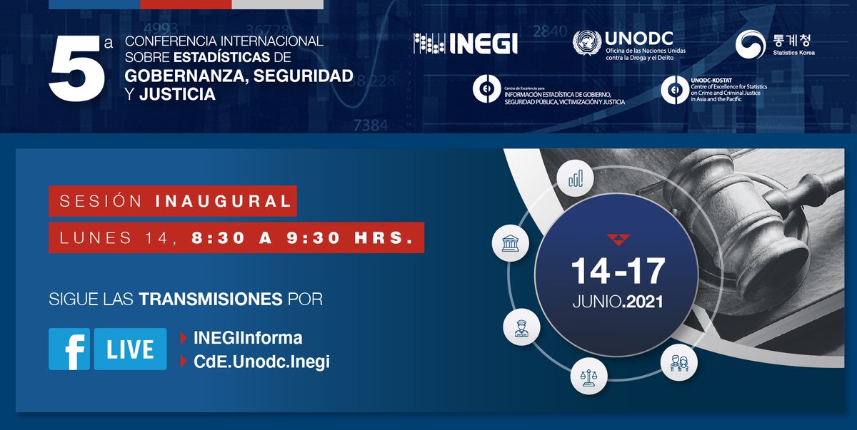 La 5a Conferencia Internacional sobre Estadísticas de Gobernanza, Seguridad y Justicia #GSJ2021 busca fomentar el diálogo entre los actores que generan información estadística sobre delincuencia y justicia penal y sus usuarios.