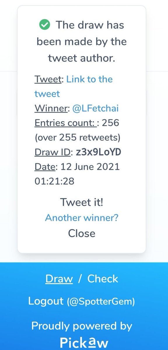 SpotterGem's tweet photo. CONGRATULATIONS @LFetchai

I will dm you to give you your prize!🏆 https://t.co/1s8L6R3Sg2