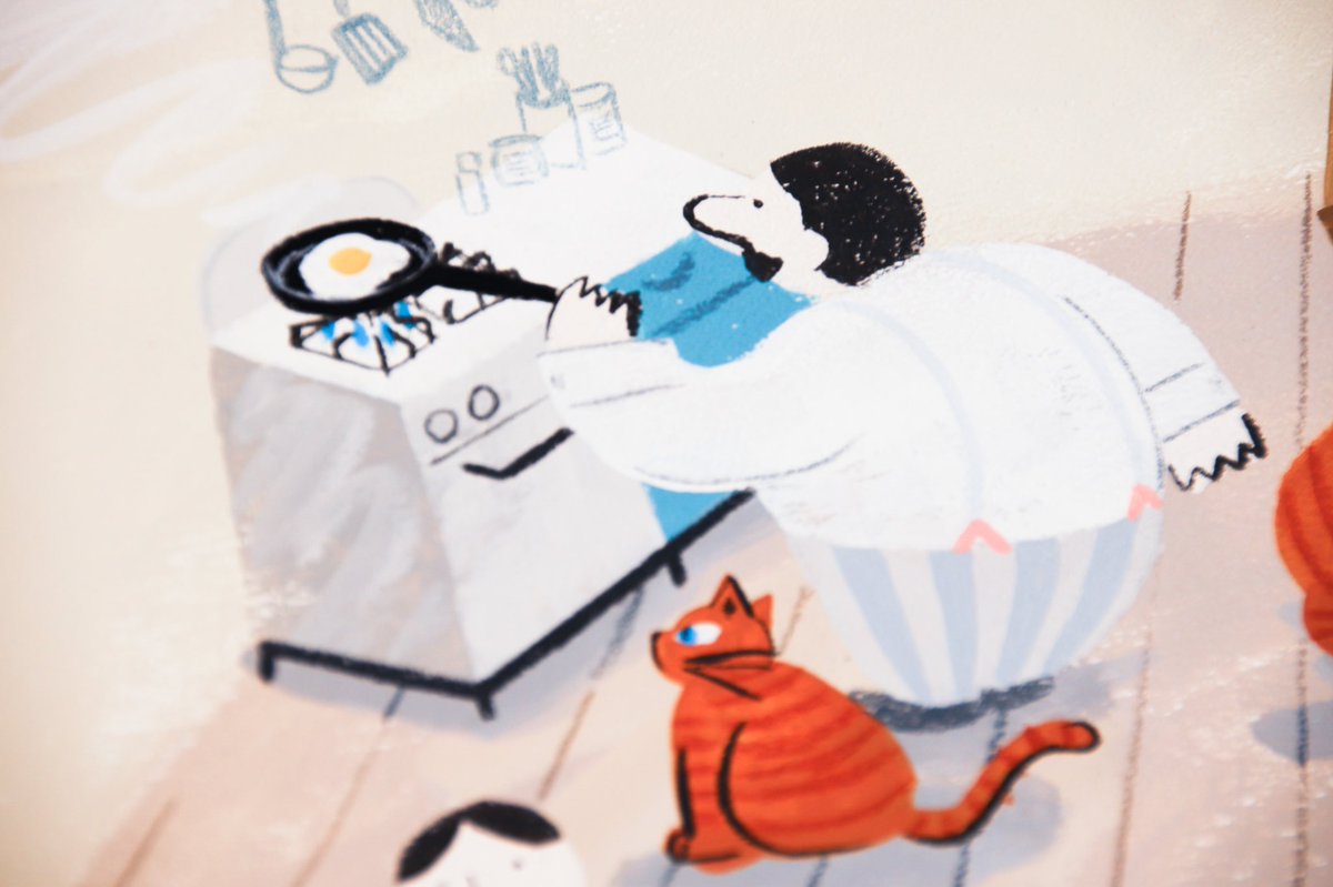 「今新しい絵本を作っています。先日全ての絵を描き終えました。素敵なおじさん(と猫)」|大桃洋祐のイラスト