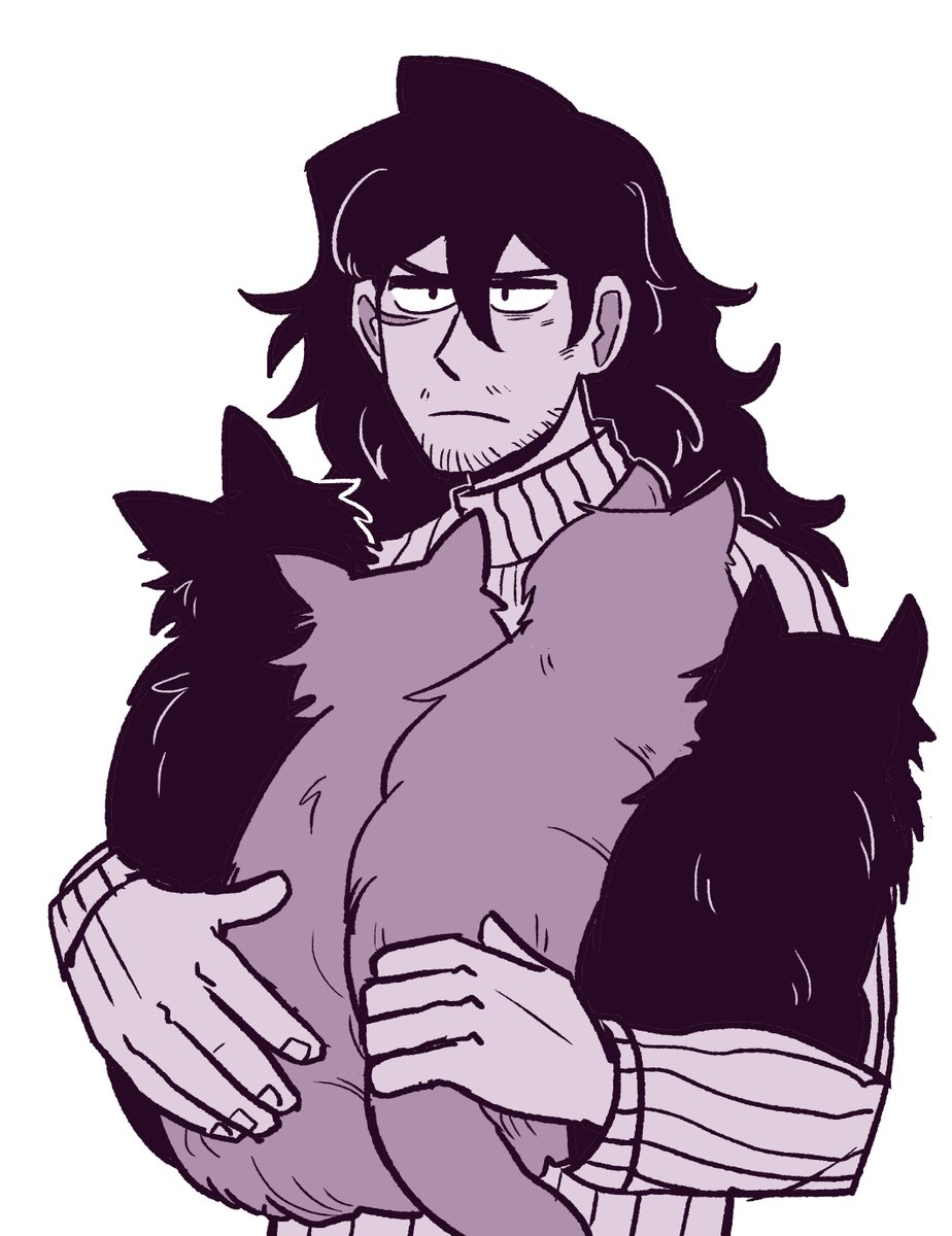 corndog_patrol's tweet photo. aizawa can hold so many cats https://t.co/Fku9UTadmI