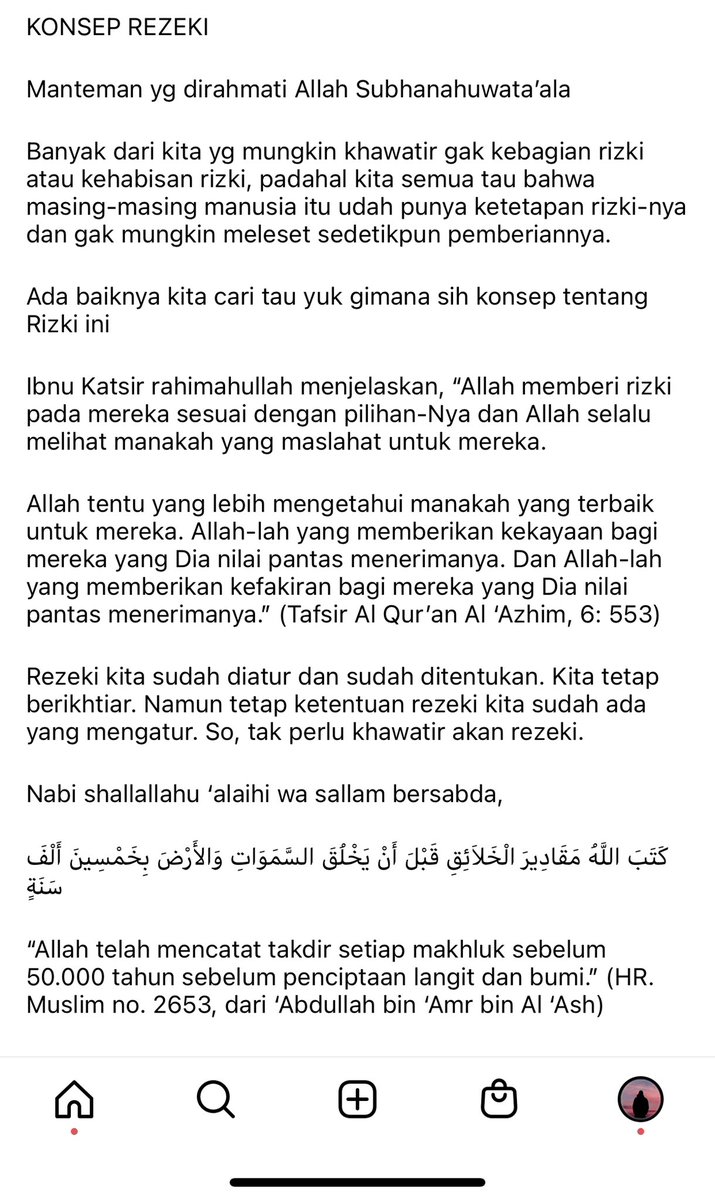 St_agustaf's tweet photo. Bismillah, ratusan pertanyaan tentang rezeki yg ada di benak kita. Dalam kondisi yg penuh ujian dari Allah saat ini, rasanya kita perlu mencari tau lagi, bagaimana konsep rezeki dari Allah.

Kita sering takut gak dapet rezeki tapi gak sadar rezeki bukan hanya uang, ya gak sih? https://t.co/p2gYkBGvZk