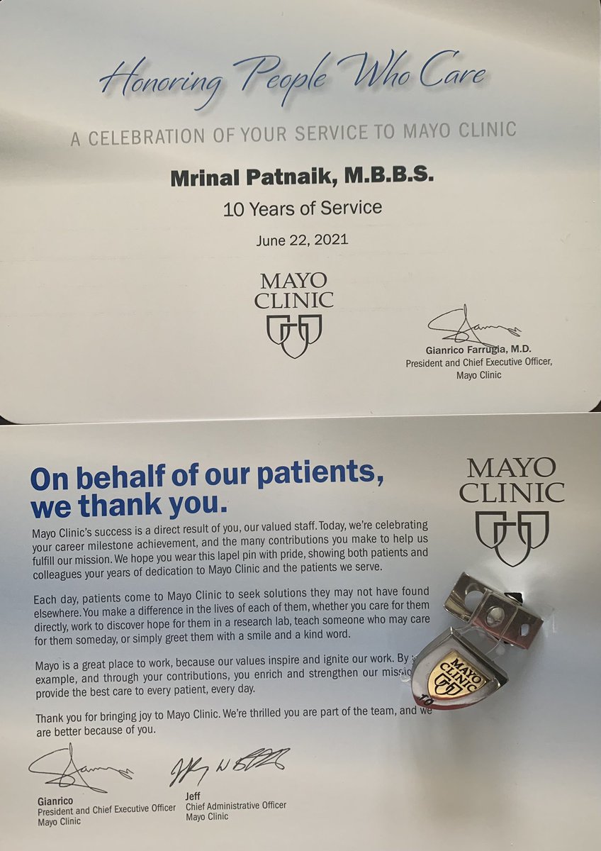 Mrinal Patnaik on Twitter "10 years as a consultant MayoClinic So