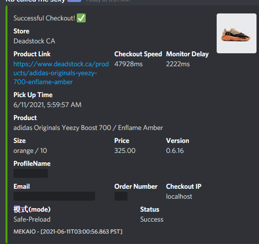 _AD8008's tweet image. Some yeezy success from this morning. 
Bot: @MEKRobotics 
Proxies: @CookieProxies_ @mushroomproxy 
@CSBotters