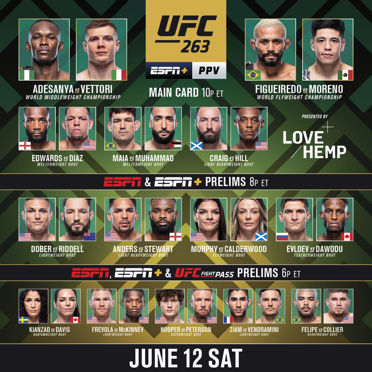 ufc's tweet photo. S T A C K E D 🏆🙌 #UFC263

[ B2YB @LoveHempUK ] https://t.co/6BMBNRFcjH