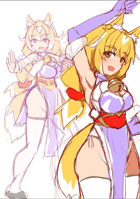 おにっこちゃんの相棒かライバルみたいな感じでキツネちゃんを考えているよ 