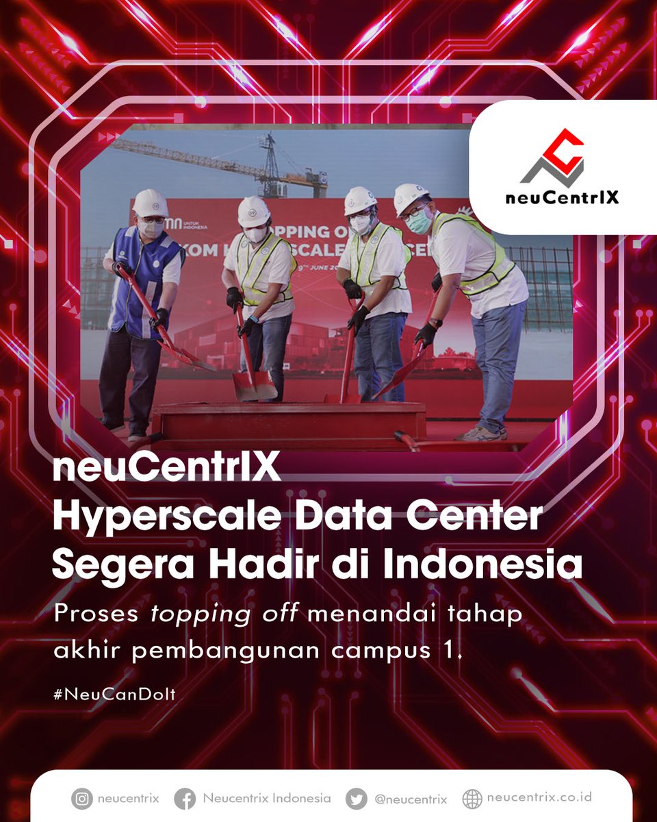 neuCentrIX HDC, pusat data skala besar karya anak bangsa dengan kualitas bertaraf internasional, segera hadir di Indonesia. Dalam waktu dekat, fasilitas ini dapat dinikmati oleh siapa saja yg menginginkan pengalaman digital terbaik.

#neuCentrIX #NeuCanDoIt
#HyperscaleDataCenter