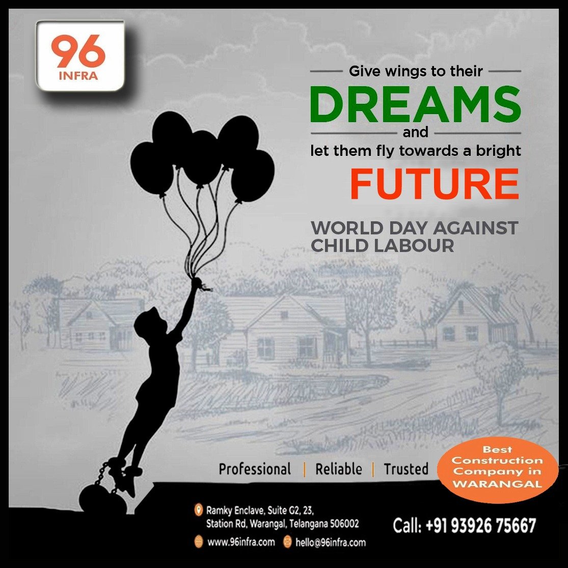 96Infra's tweet photo. Say no to child labour and yes to education.
#96INFRA https://t.co/mYG5jl4JIX