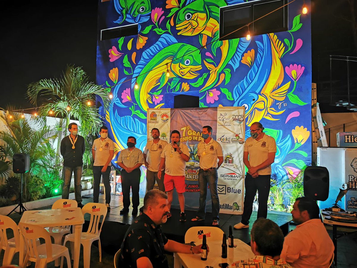 IvanFerrat's tweet photo. Cena de Capitanes Gran Torneo de Pesca Copa Capitán Ferrat 7o Edición 11 al 13 junio 2021 @CancunPesca @CarlosJoaquin @GobQuintanaRoo @MaraLezama @AytoCancun @CCE_Caribe @NauticosQRoo #CopaCapitanFerrat https://t.co/PzHMzVQe4N