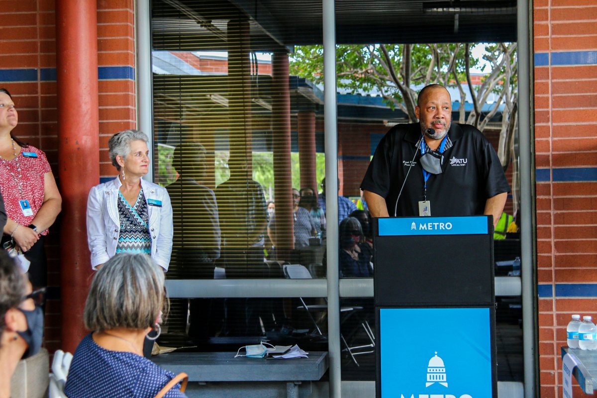 CapMetroATX's tweet photo. (1/3) This afternoon we dedicated 2 memorials in honor of our #CapMetroFamily💙 lost while they were on staff.
The ceremonies incl remarks from @CapMetroCEO, CM Board Chair Cooper, CM Board Vice Chair Travillion, EVP of CM Admin. Donna Simmons & ATU Local 1091 Pres. Brent Payne. https://t.co/wpea9vvgwU